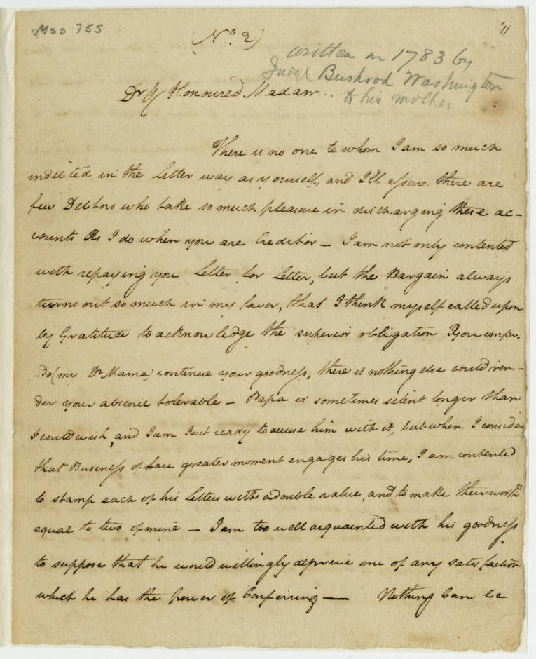 Letter, Bushrod Washington to Hannah Bushrod Washington, 1783 July 1 -  Bushrod Washington Manuscripts - Digital Collections from the Washington  Library at Mount Vernon